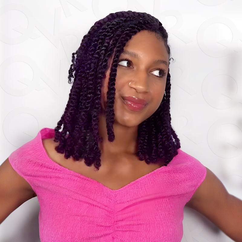 QVR Mix #1B/Purple Color Afro Kinky Bulk Human Hair For Braiding Dreadlock Hair