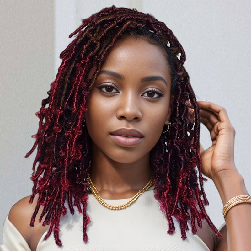 QVR #Burgundy+#4 Two Colors Afro Kinky Bulk Human Hair For Braiding DreadLock