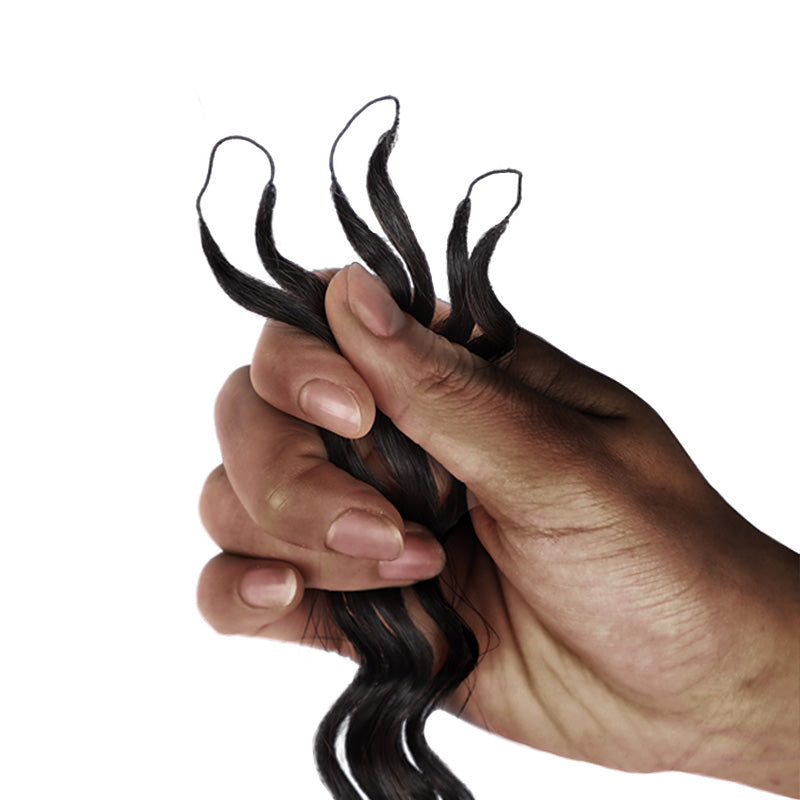 QVR Soft Kinky Curly Feather Crochet Braid Natural Black Wavy Human Hair Extensions