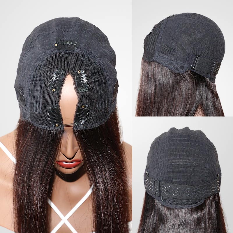 QVR Glueless Beginner Friendly V Part Wig Body Wave Human Hair Wigs No Sew In No Gel NO Leave Out