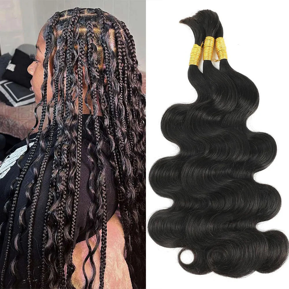 QVR Silk Straight Bulk Hair Extensions for Boho Knotless Braiding