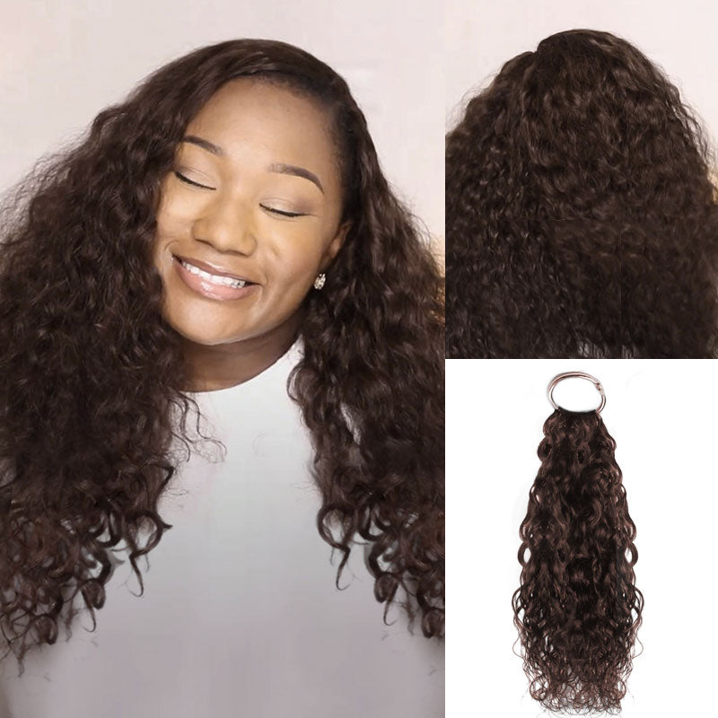 QVR Deep Brown #2 Water Wave Soft Feather Crochet Braids Human Hair Extensions