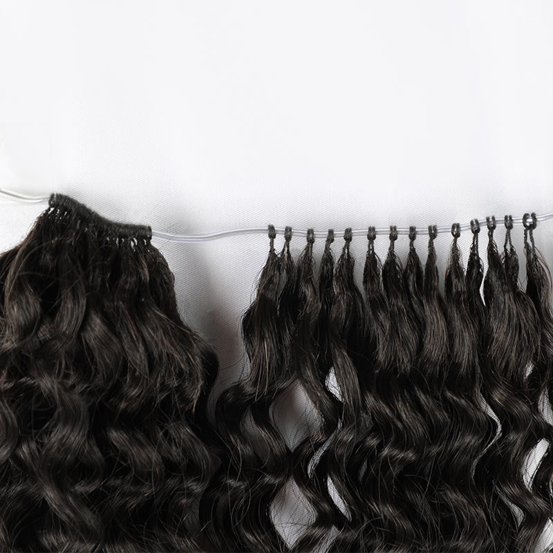 QVR Deep Brown #2 Water Wave Soft Feather Crochet Braids Human Hair Extensions
