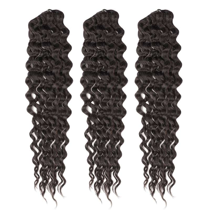 QVR Lightweight Natural Black Water Wave Crochet Braid Human Hair Extensions