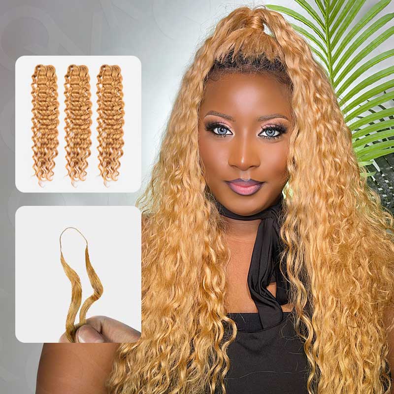 QVR #27 Water Wave Micro-Ring Loop Hair Feather Human Hair Extensions