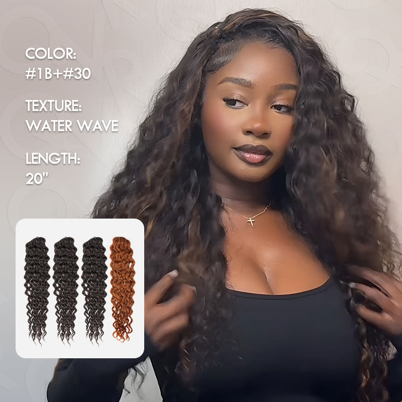 QVR 1 Pack Muti-Color Water Wave Crochet Braid Human Hair Extensions