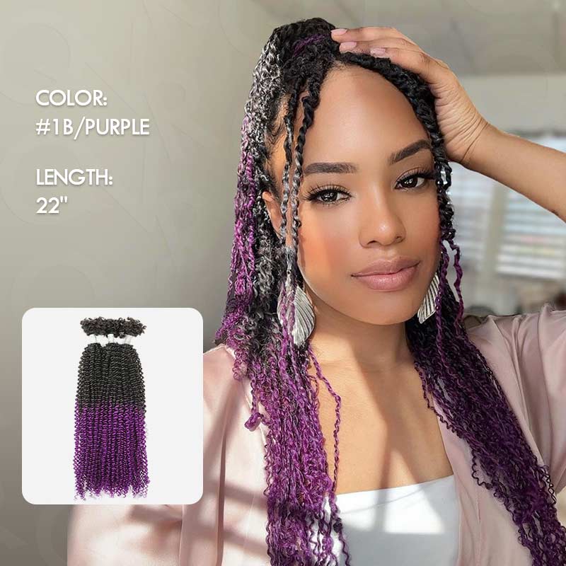 QVR T1B/Purple Afro Kinky V Bulk Ombre Color for Kinky Twist Crochet Braiding Hair