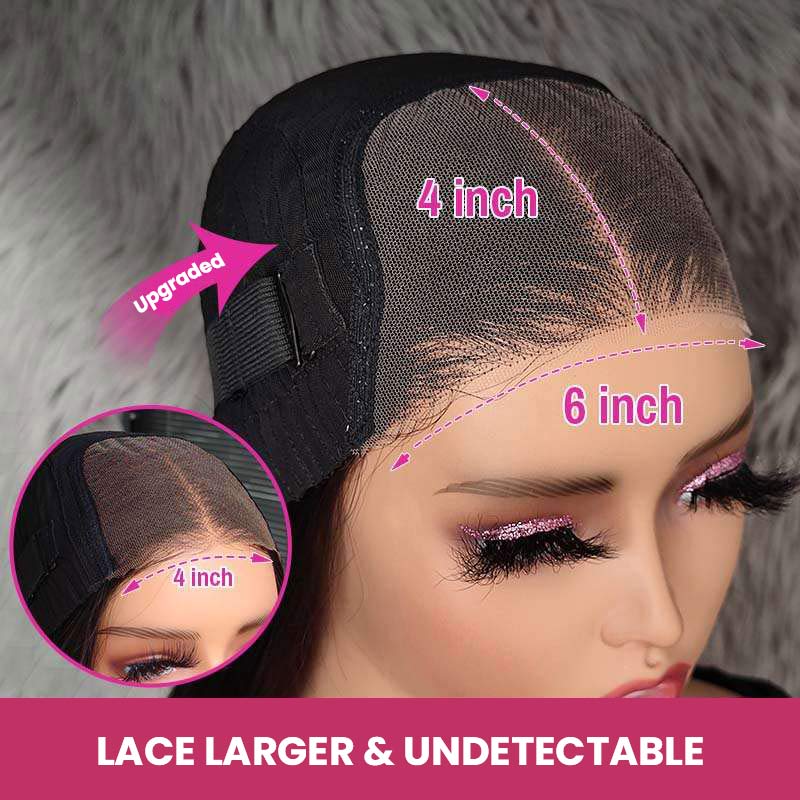 QVR Glueless Pre-cut 4x6 HD Lace Closure Human Hair Wigs Water Wave Piano Highlights Ombre Hair Wear and Go Wigs