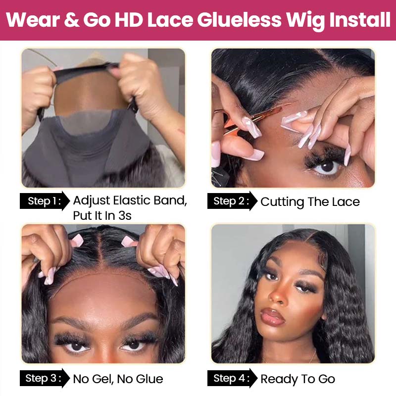 QVR Glueless Pre-cut 4x6 HD Lace Closure Human Hair Wigs Water Wave Piano Highlights Ombre Hair Wear and Go Wigs