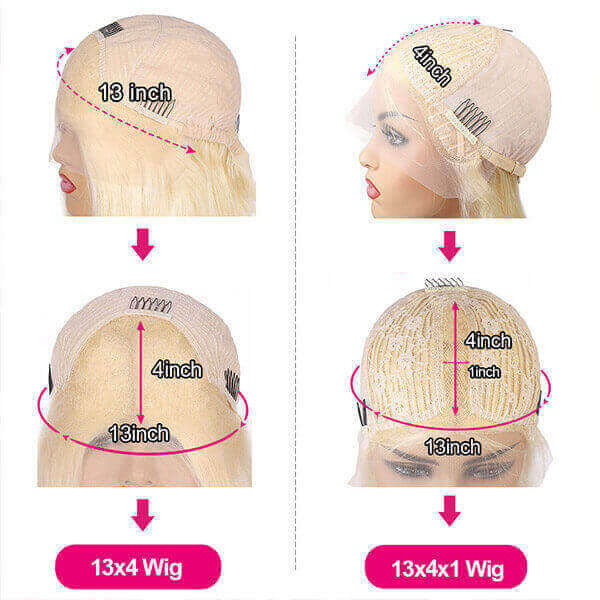 QVR Body Wave Wigs Virgin Human Hair Pink Colored Wig 13x4 Transparent Lace Front with Pre-Plucked