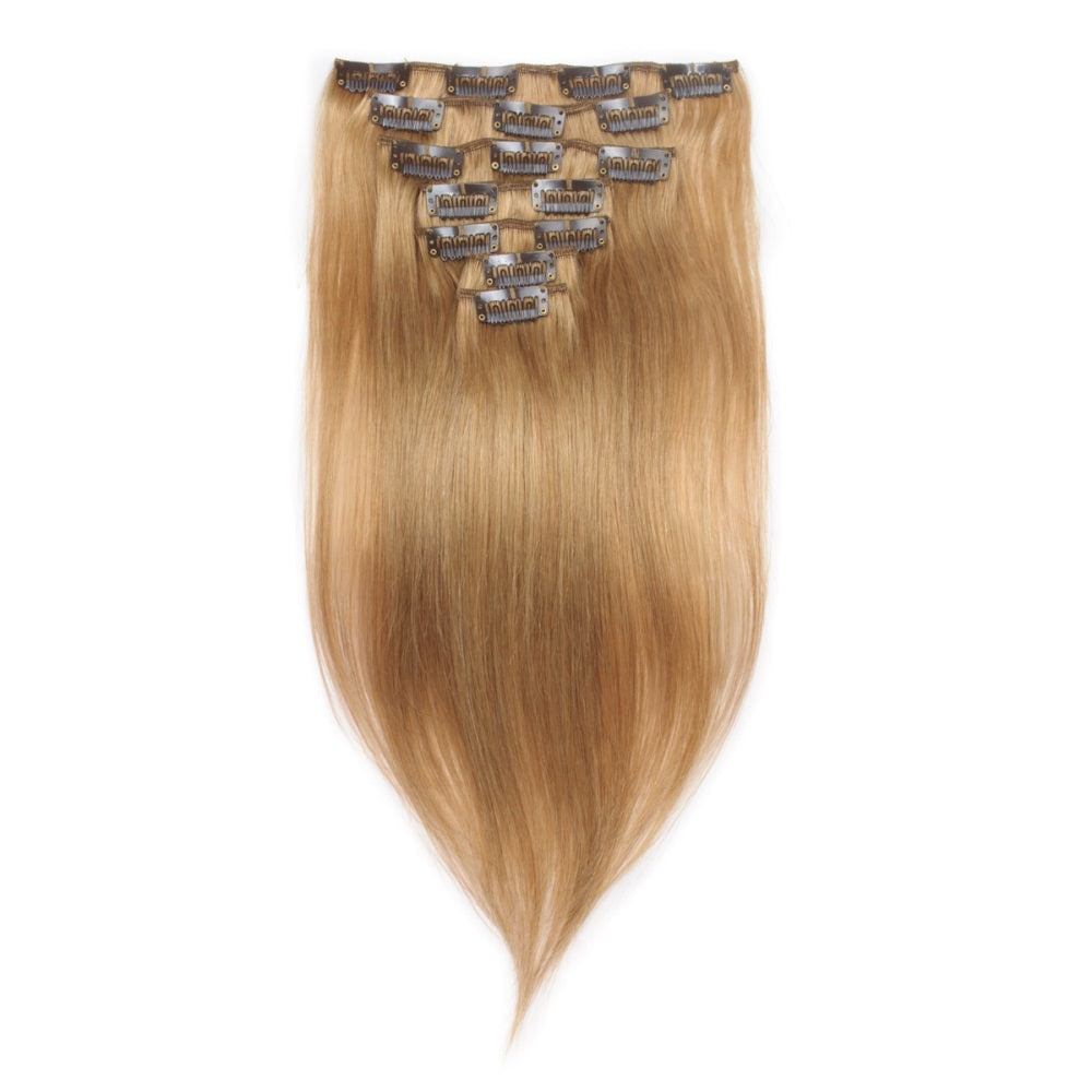 QVR #27 Honey Blonde Straight/Body Wave 7Pcs Clip in Hair Extensions