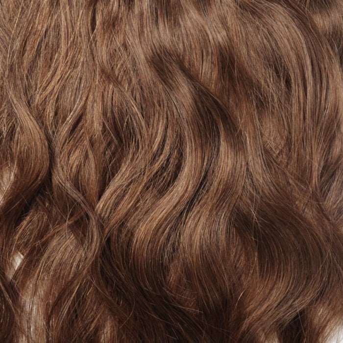 QVR #8 Light Brown Straight/Body Wave 7Pcs Clip in Hair Extensions