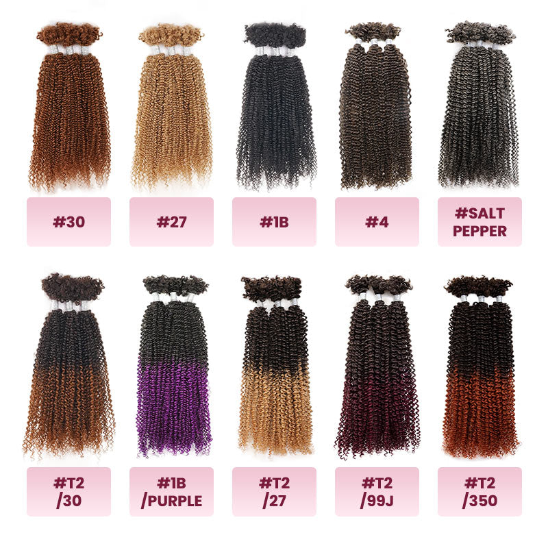 QVR Natural Black+Honey Blonde Afro Kinky V Bulk Curly Hair for Kinky Twist Crochet Braiding Hair
