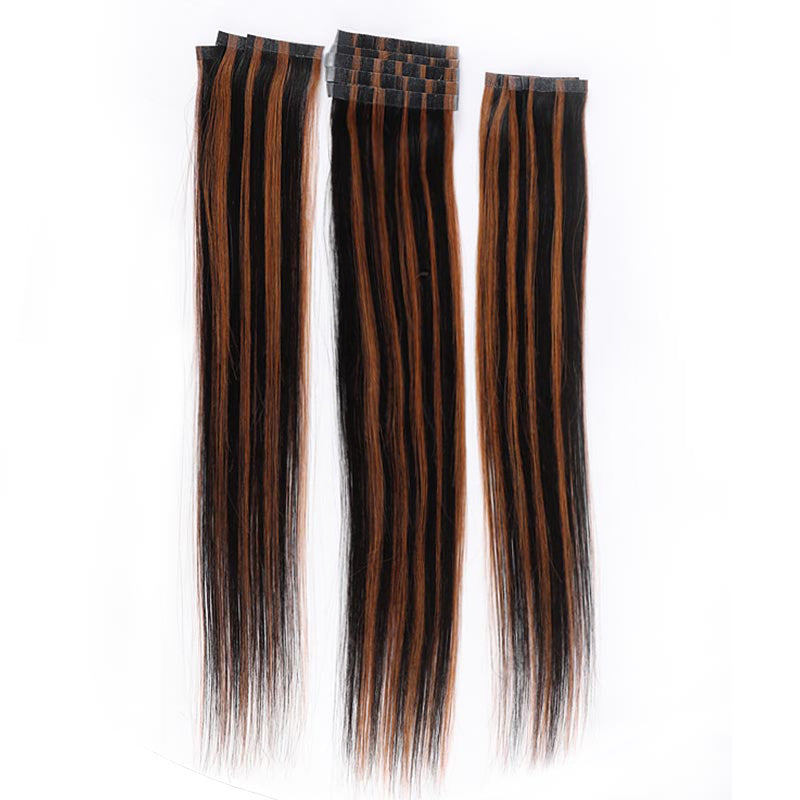 QVR Blonde Tape in Hair Extensions Long Straight Skin Weft Human Hair