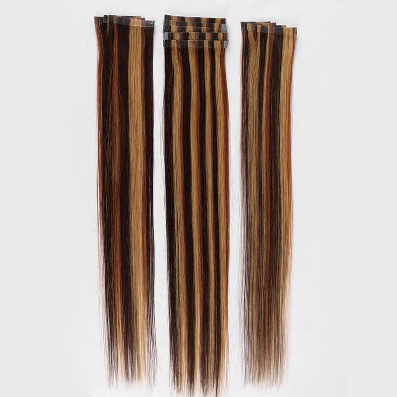 QVR Blonde Tape in Hair Extensions Long Straight Skin Weft Human Hair