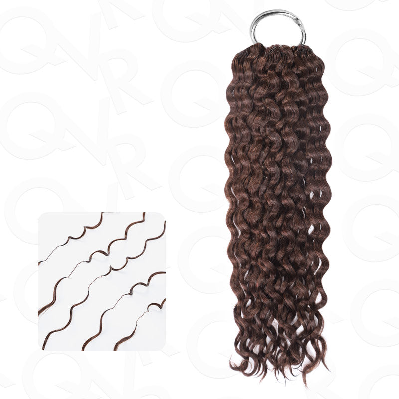 QVR Dark Brown #4 Crochet Hair Water Wave Machine Made Feather Human Hair Extension