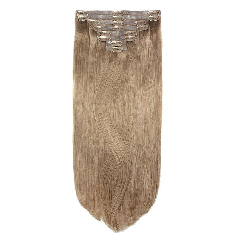 QVR #18 Lightest Brown Straight/Body Wave 7Pcs Clip in Hair Extensions