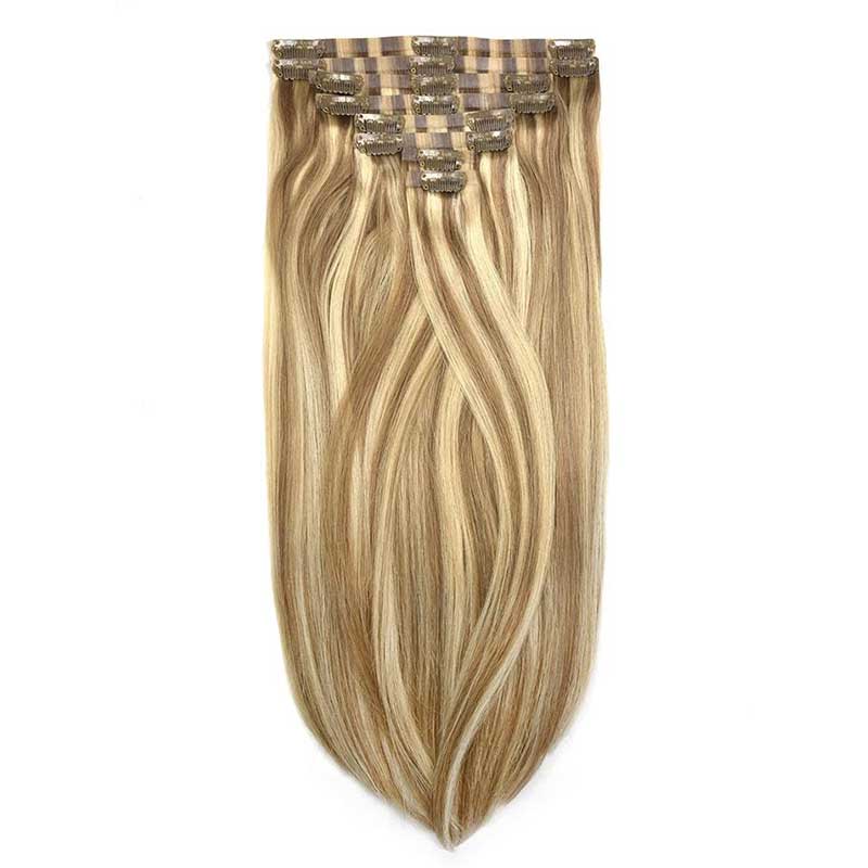 QVR #P18/613 Biscuit Blondey Straight/Body Wave 7Pcs Clip in Hair Extensions
