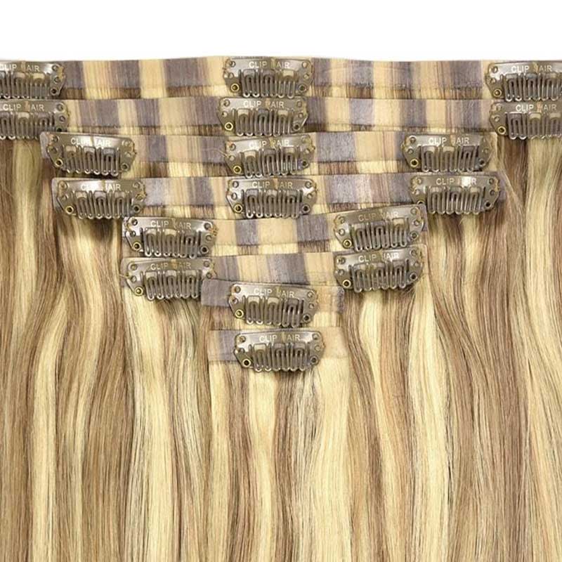 QVR #P18/613 Biscuit Blondey Straight/Body Wave 7Pcs Clip in Hair Extensions