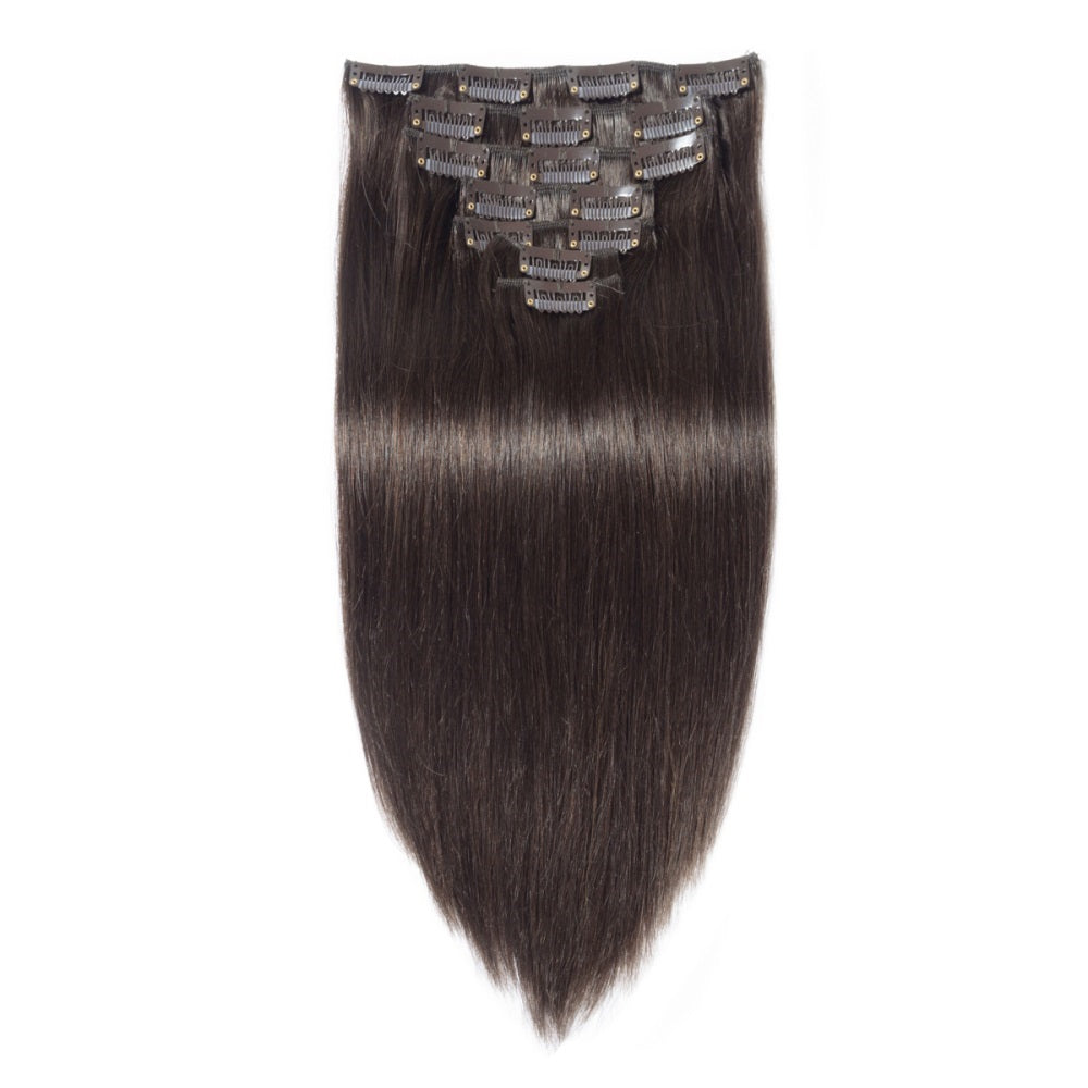 QVR #2 Darkest Brown Straight/Body Wave 7Pcs Clip in Hair Extensions