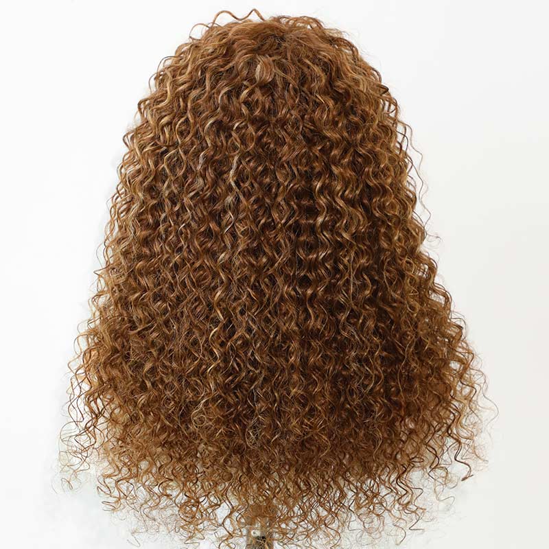 VIP Exclusive|Highlight Curly No Lace Piano #4/27 Color Glueless Machine Made Wig With Bangs