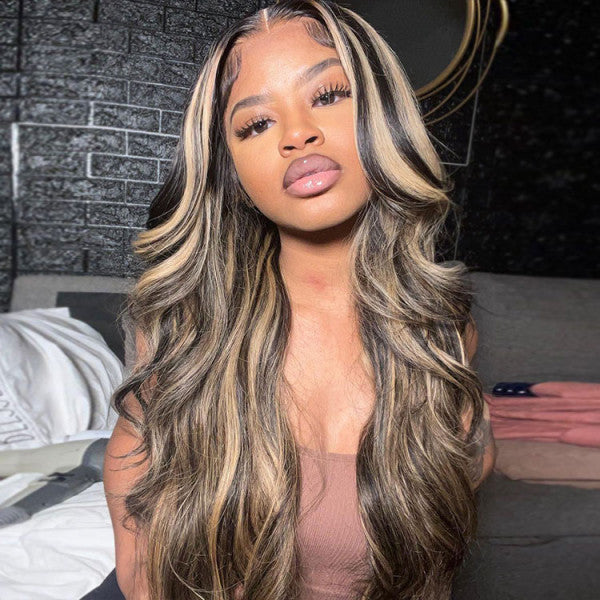 VIP Exclusive|Balayage Highlight Colored 13x4 Lace Frontal Wigs Body Wave/Straight