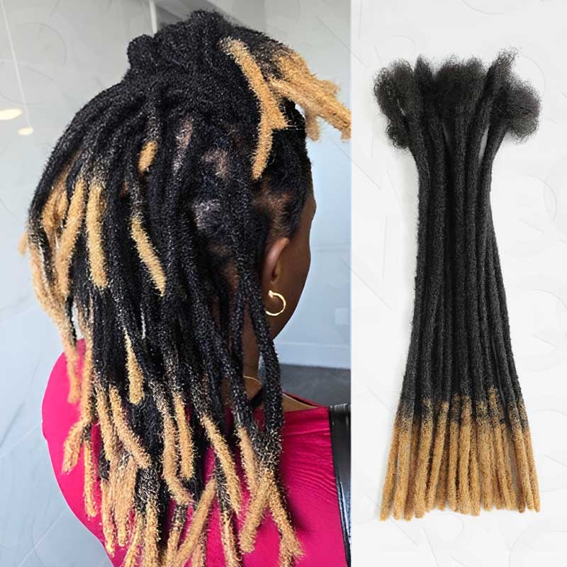 QVR Handmade Dreadlocks Ombre #T1B/27 Color Thickness 0.6cm Loc Extensions Human Hair