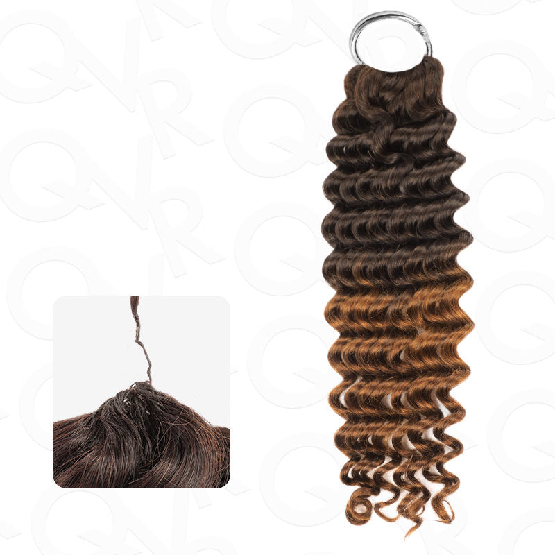 QVR #T2/30 Crochet Hair Small Kinky Curly Machine Made Feather Human Hair Extension