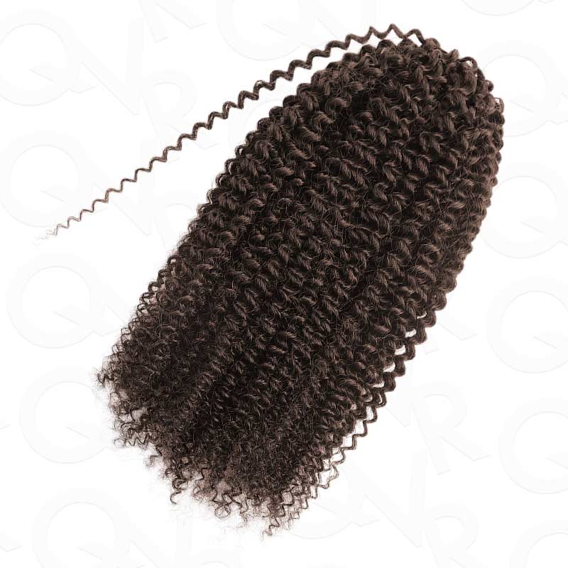 QVR Dark Brown #4 Crochet Hair Afro Kinky Curly Machine Made Feather Human Hair Extension