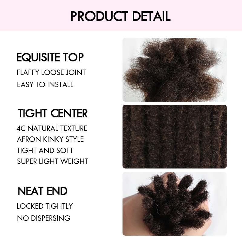 QVR Handmade Dreadlocks Deep Brown #2 Thickness 0.6cm Human Hair Loc Extensions