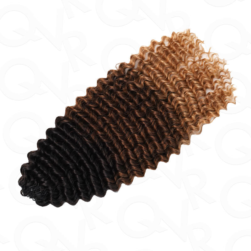 QVR Ombre #T1B/30/27 Small Kinky Curly Machine Made Feather Crochet Human Hair Extensions