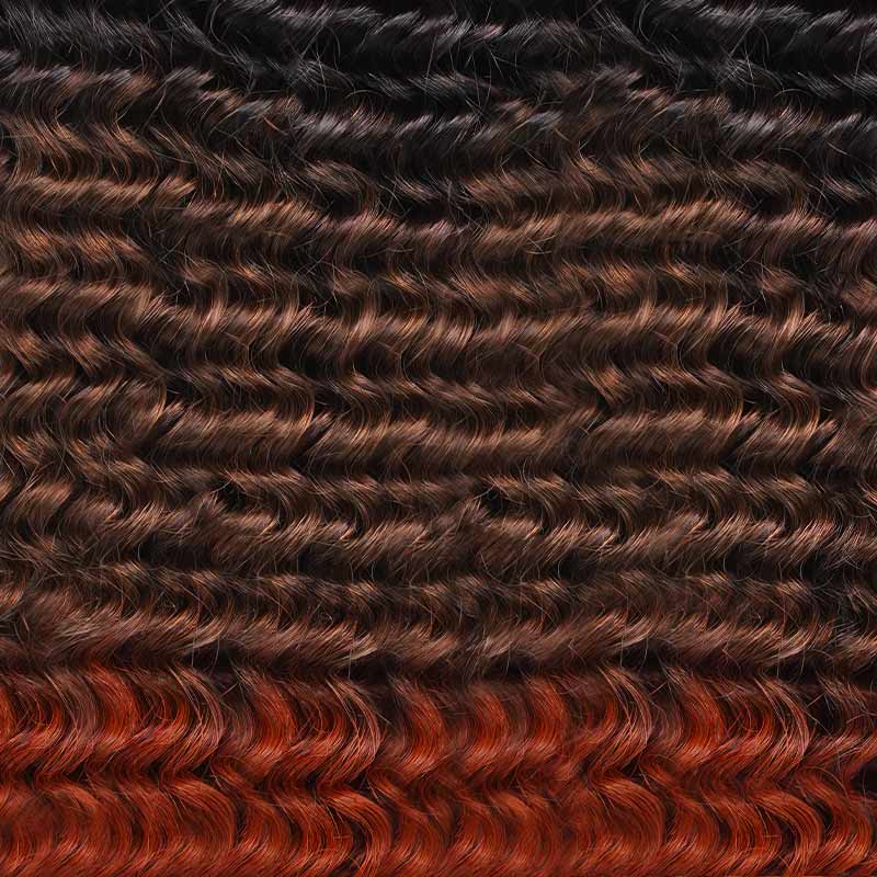 QVR Ombre #T1B/30/27 Small Kinky Curly Machine Made Feather Crochet Human Hair Extensions