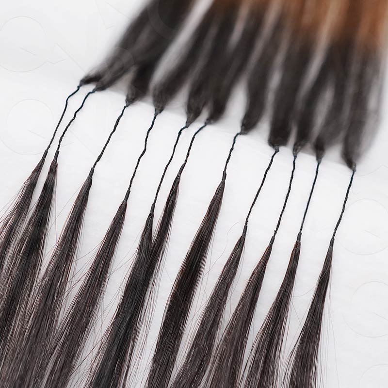 QVR Ombre #T1B/30/27 Small Kinky Curly Machine Made Feather Crochet Human Hair Extensions
