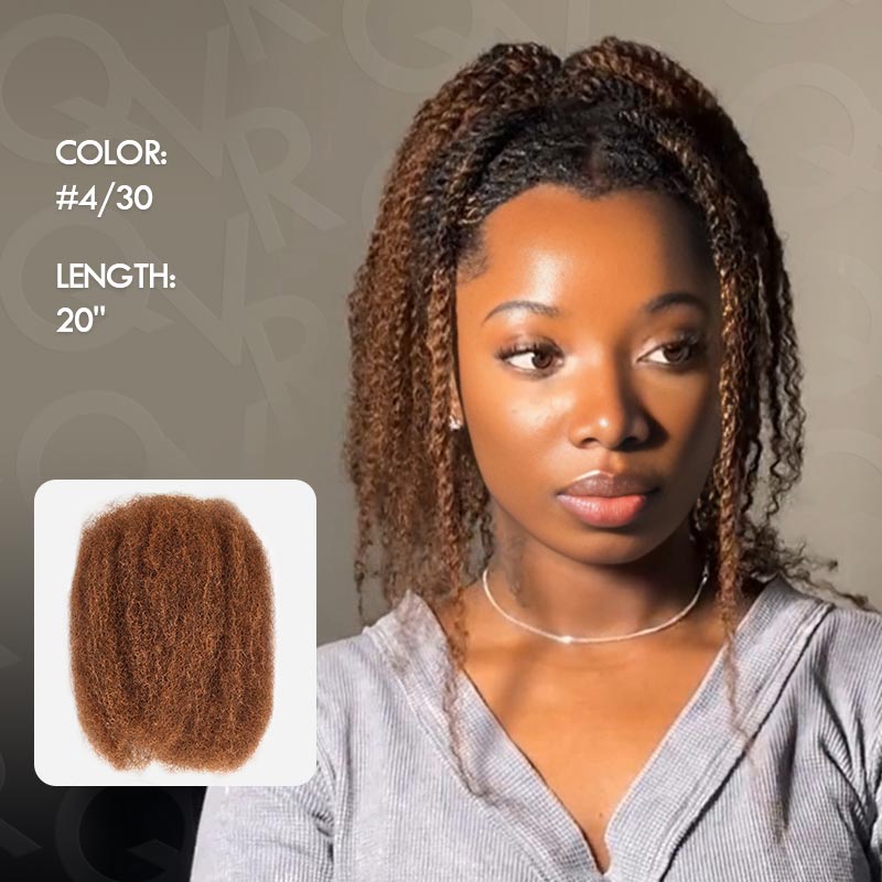 QUICK SHIP|Mixed Color #4/30 Afro kinky Bulk Human Hair Extensions