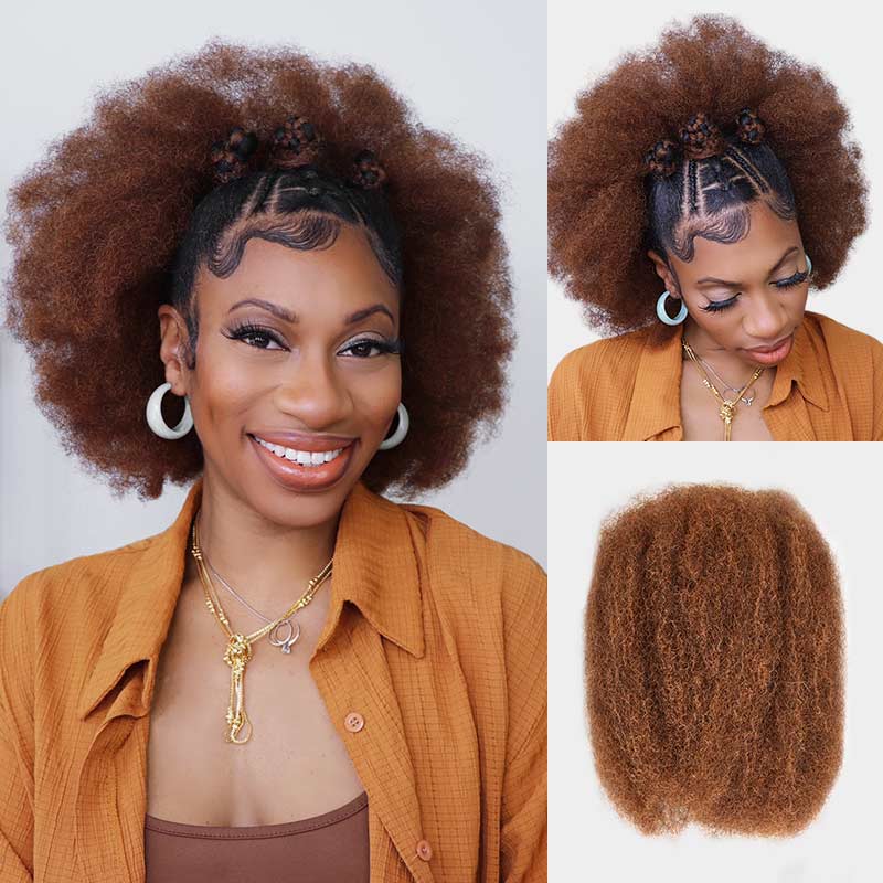 QUICK SHIP|Mixed Color #4/30 Afro kinky Bulk Human Hair Extensions