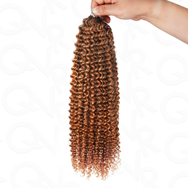QVR Seamless Small Kinky Curly Feather Crochet Hair Highlight #P2/30/27 Machine Made Human Hair Extensions