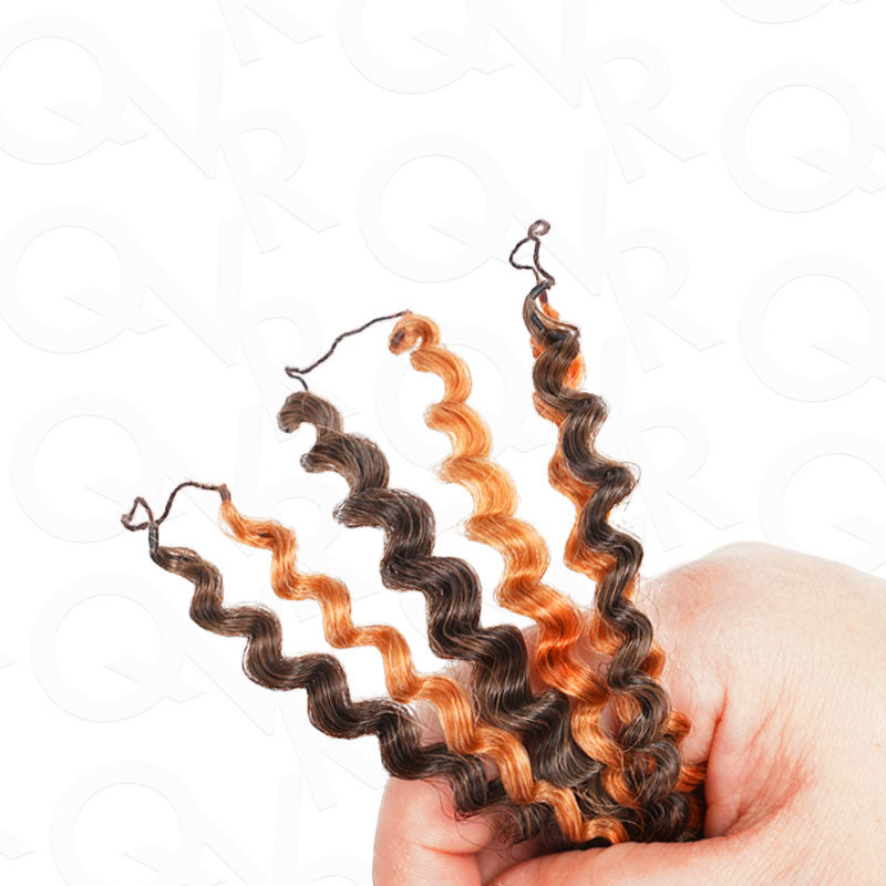 QVR Invisible Afro Kinky Curly Feather Crochet Hair Highlight #P2/30 Machine Made Human Hair Extensions