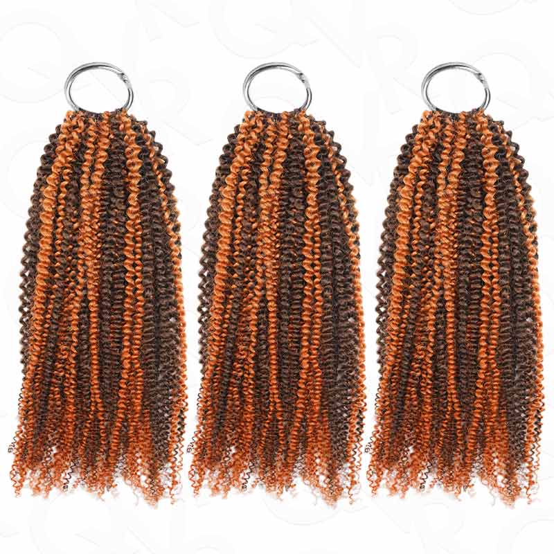 QVR Invisible Afro Kinky Curly Feather Crochet Hair Highlight #P2/30 Machine Made Human Hair Extensions