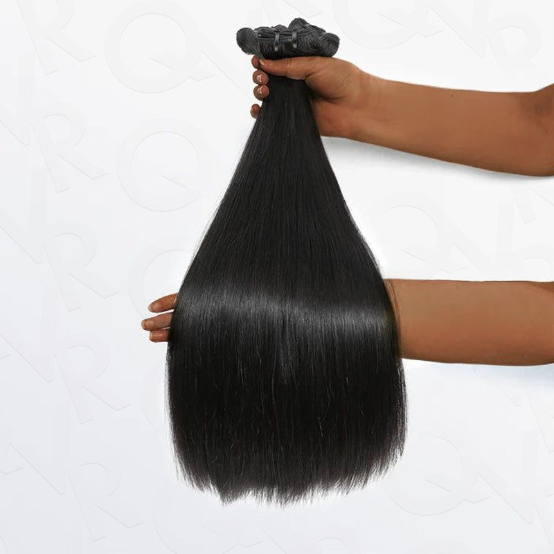 QVR Flawless Straight Human Hair Bundle Black Blonde Highlights Sew In Hair Extensions
