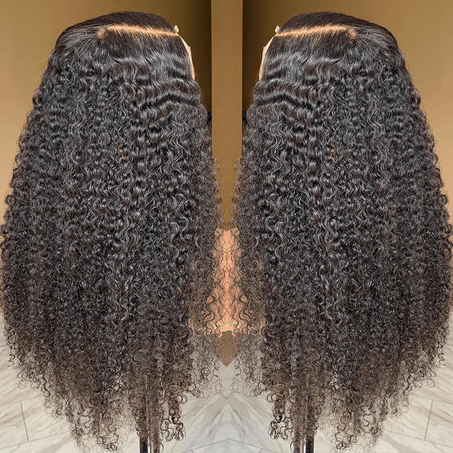 QVR Glueless Jerry Curly HD Lace 13x4 Lace Front Wigs Natural Black Human Hair Wig Beginner-Friendly