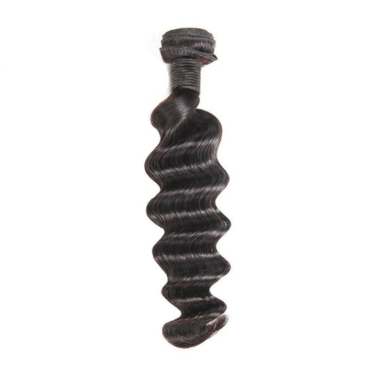 QVR Loose Deep Wave Human Hair Weaves 1 Bundle