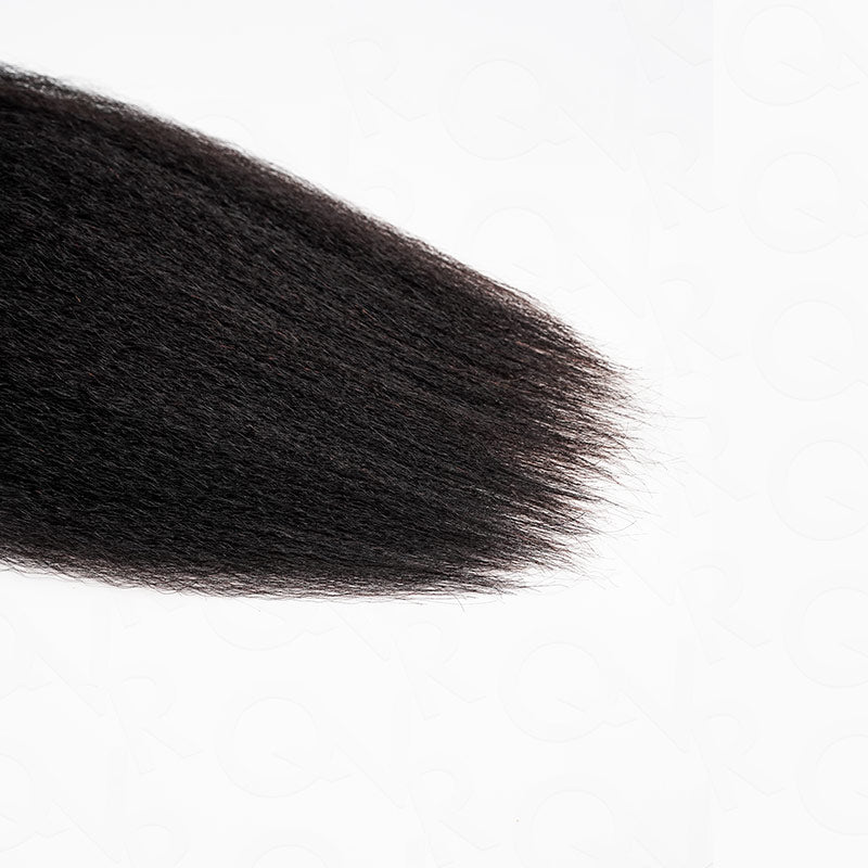QVR Kinky Straight Crochet Hair Natural Black Machine Made Feather Human Hair Extension