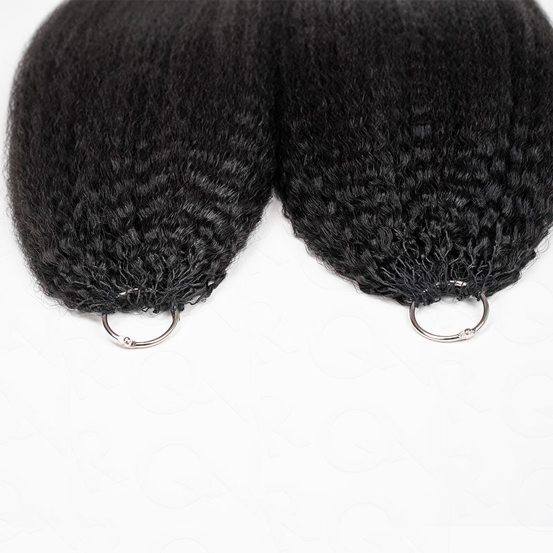 QVR Kinky Straight Crochet Hair Natural Black Machine Made Feather Human Hair Extension