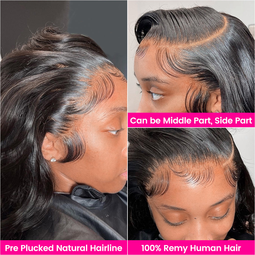 QVR Body Wave Wigs Virgin Hair Wavy Wigs Pre Plucked With Baby Hair 13x6 Lace Glueless Wig 250% Density
