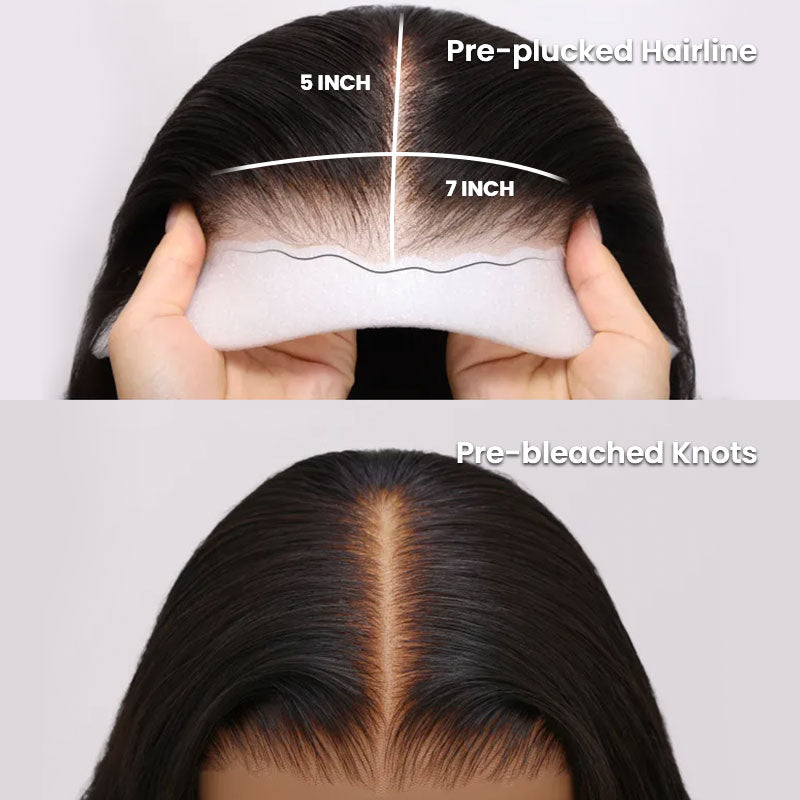QVR Glueless Jerry Curly Pre-Bleached 7x5 Lace Wig with Pre-plucked Hairline