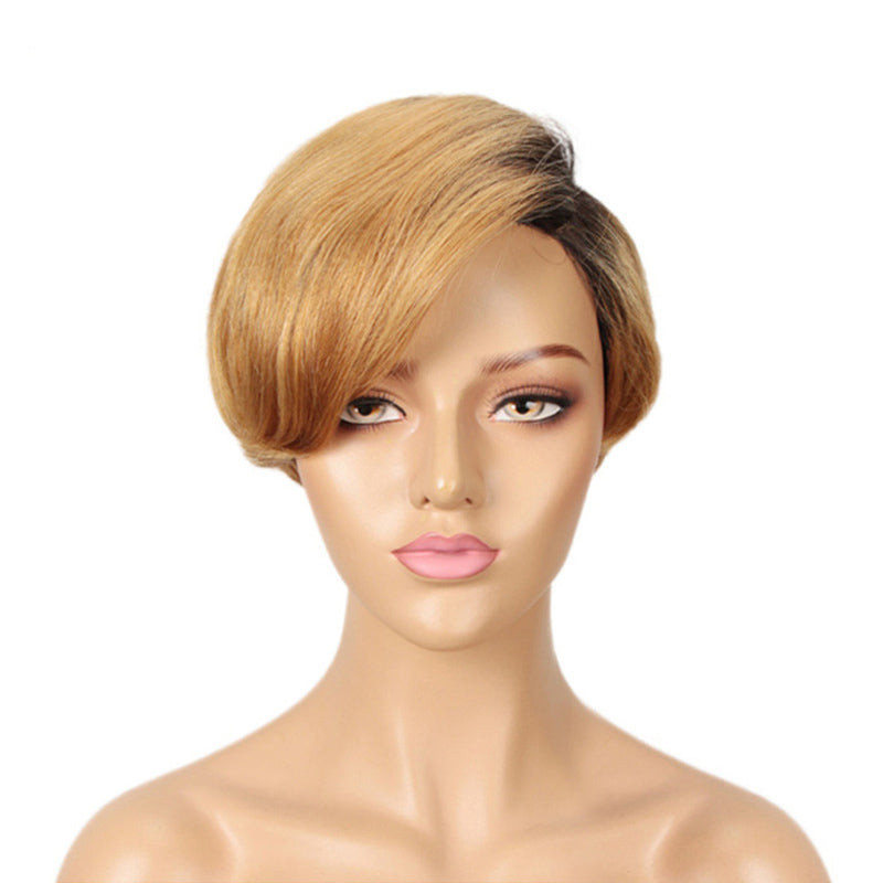 VIP Flash| Ombre Color Lady Pixie Cut Wig C Part Lace Human Hair Wig