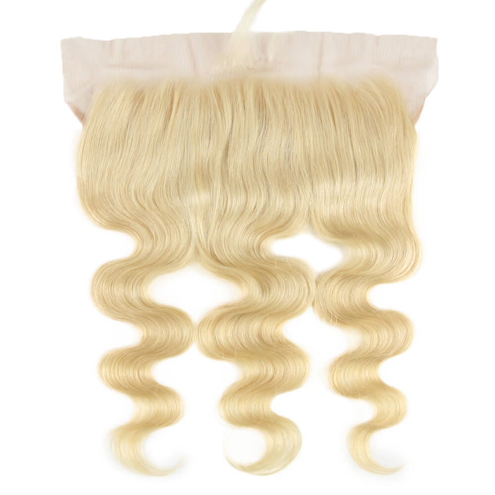 QVR Remy Human Hair 13*4 Blonde Body Wave Frontal Closure 613