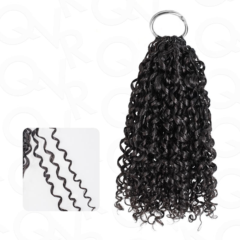 QVR Water Wave Crochet Hair Natural Black Machine Made Feather Human Hair Extension