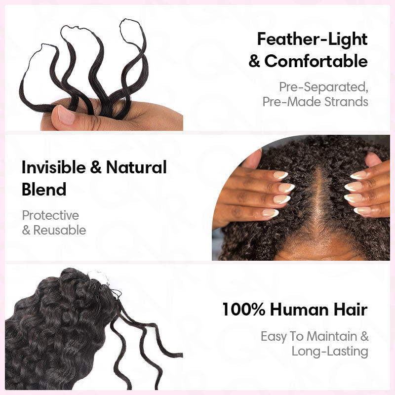 QVR Water Wave Crochet Hair Natural Black Machine Made Feather Human Hair Extension