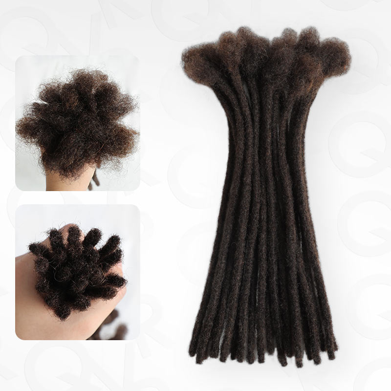 QVR Handmade Dreadlocks Natural Black Thickness 0.6cm Human Hair Loc Extensions
